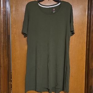 Issac Mizrahi LIVE Essentials Olive Green T-Shirt Dress